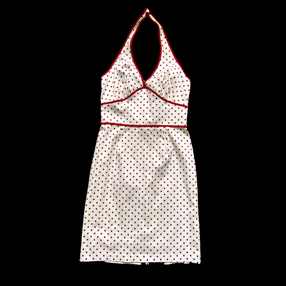 Retro Style Red Polkadot Halter Dress 50s